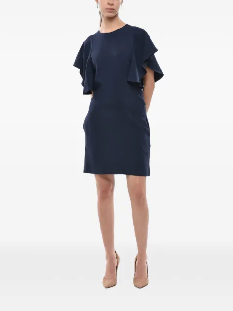 Stella McCartney mini sheath dress lana with ruffle sleeves Blue 602911SCA06