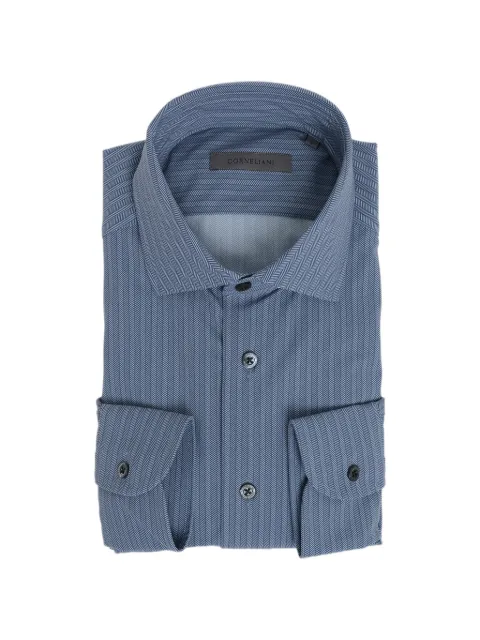 Corneliani herringbone-patterned French-collar shirt Blue 27P1789481473008