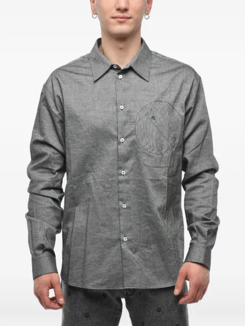 Off-White embroidered breast-pocket shirt Grey OMGA199F21FAB0011010