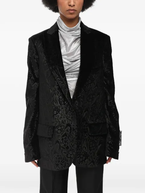 Off-White damask-velour Tomboy blazer Black OWEF032E20FAB0041000