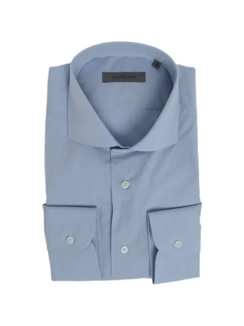 Corneliani French-collar cotton shirt Blue 27P1022981045