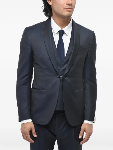 Corneliani satin-trim three-piece suit Blue 8780441118127002