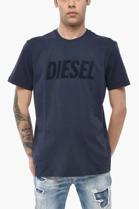Diesel logo-patch jersey T-shirt Blue A16754RPATI81E