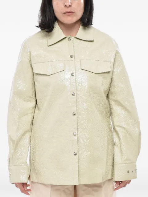 Off-White crinkled-leather shirt Green OWJE007F21LEA0010500