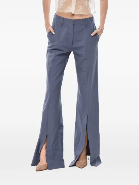 Off-White slit-detail flared trousers Blue OWCA138F21FAB0010600
