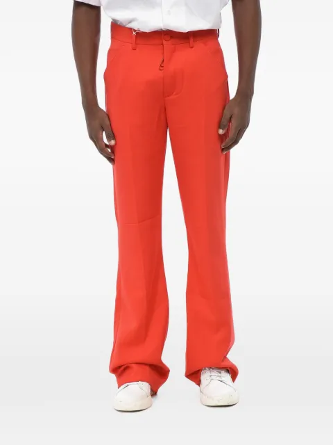 Off-White logo-print bootcut trousers Red OMCG026S21FAB0022501