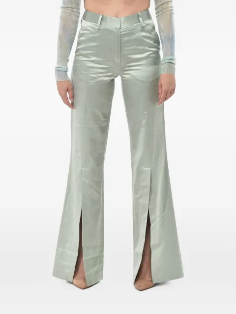 Off-White satin slit-detail trousers Green OWCA138F21FAB0045000
