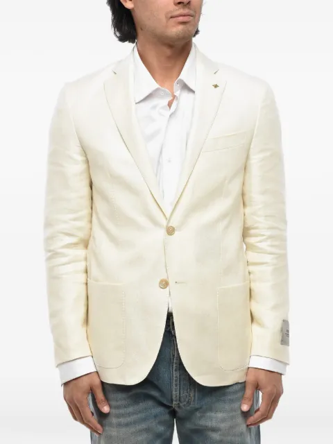 Corneliani single-breasted linen-blend blazer Neutrals 27XZ172768281073
