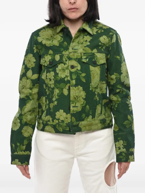 Off-White floral-print denim jacket Green OWYE012E20DEN0035518