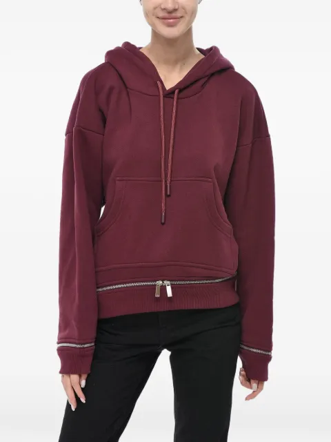 Off-White zip-hem drawstring hoodie Red OWBB055F23JER0012800