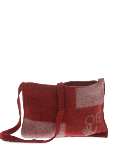Off-White logo-print felt shoulder bag Red OMNA140F20FAB0012508