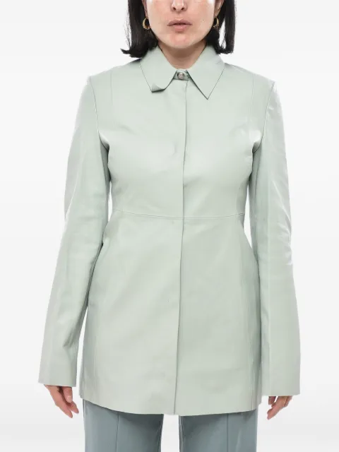 Off-White long-sleeve leather shirt Green OWJE006F21LEA0015000