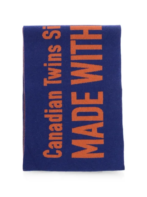 DSQUARED2 embroidered logo-print scarf Blue KNM012001W06756