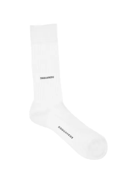 DSQUARED2 logo-embellishment ribbed socks White S82DFV14SJ2900110