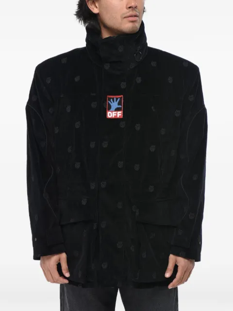 Off-White Hands Off embroidered velour jacket Black OMEC015S21FAB0011000