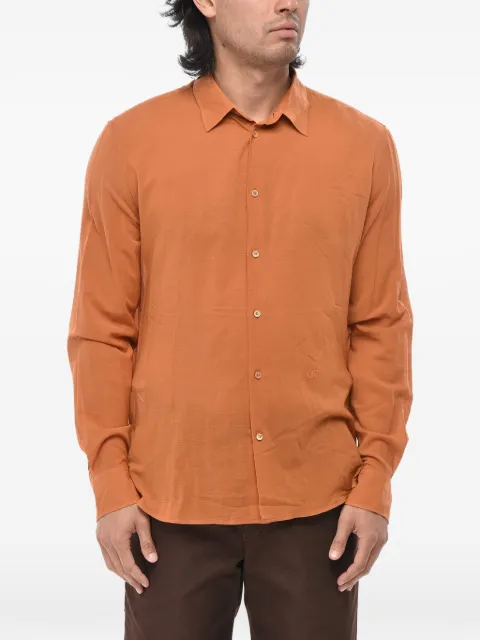 Off-White embroidered logo-patch shirt Orange OMGE024F23FAB0032727