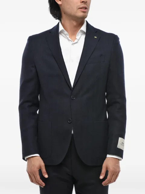 Corneliani single-breasted herringbone jacket Blue 27XZ172766237