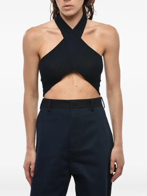 Stella McCartney ribbed-knit wrap-design top Blue 6K01263S23474101