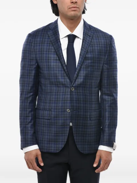 Corneliani Gate checked single-breasted blazer Blue 856Y750116280