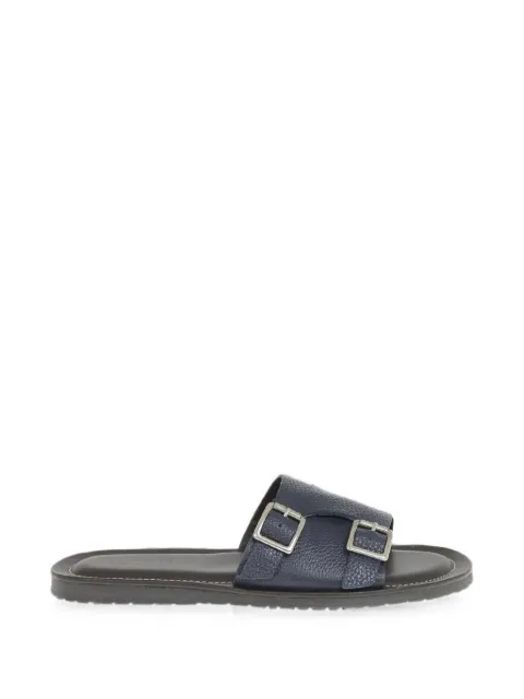 Corneliani hammered-leather double-buckle sandals Blue 91TM843120968