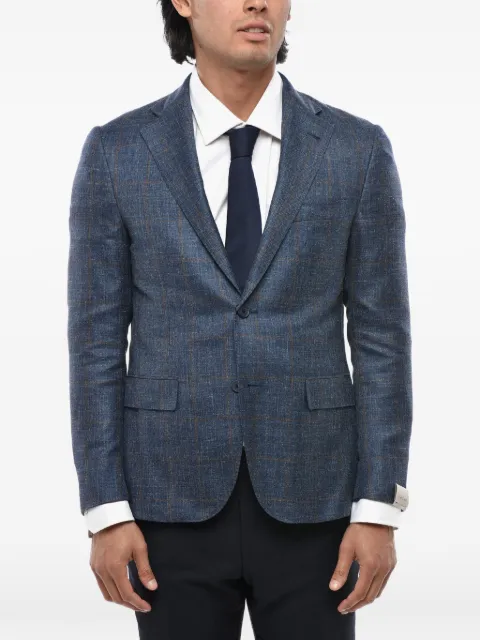 Corneliani single-breasted checked blazer Blue 91XY693116206
