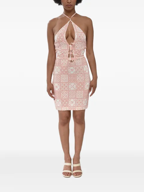 Off-White Maiolica lace-up mini dress Pink OWDB497G23FAB0013301