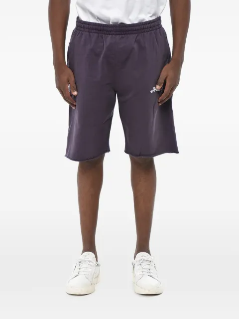 Off-White logo-embroidered raw-edge shorts Purple OMCI006F22FLE0033501