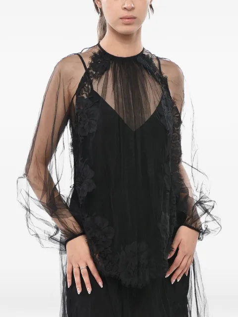 Stella McCartney Sophie lace-trimmed tulle maxi dress Black 536713SJA351000