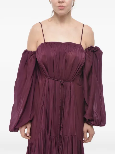 SUPER BLOND ruffled puff-sleeve maxi dress Purple DRESSCBVIS