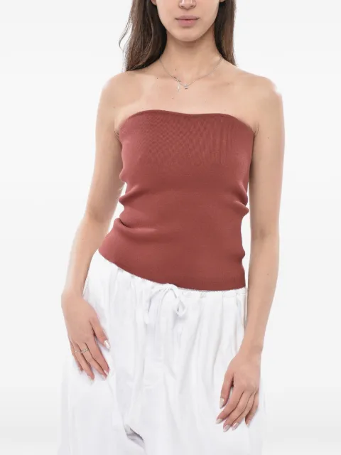 SUPER BLOND elasticated-knitted tube tank top Brown 24WNDKW800FU002RUGGINE