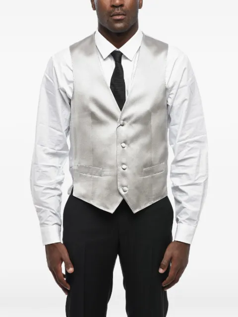 Corneliani V-neck silk waistcoat Silver 93CT059397180014