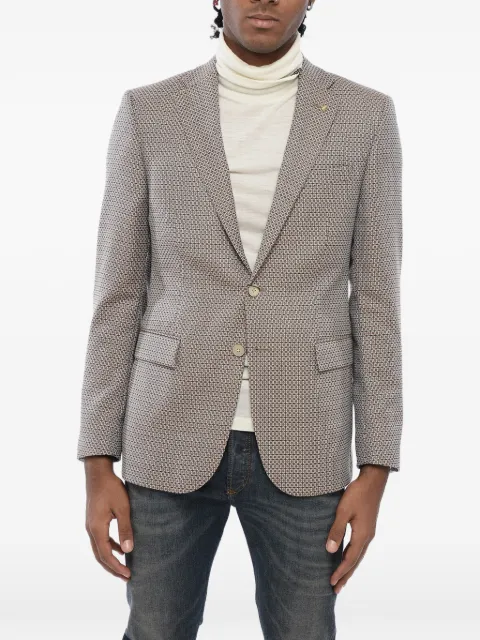 Corneliani geometric-pattern single-breasted blazer Brown 856Z2Z0166317033