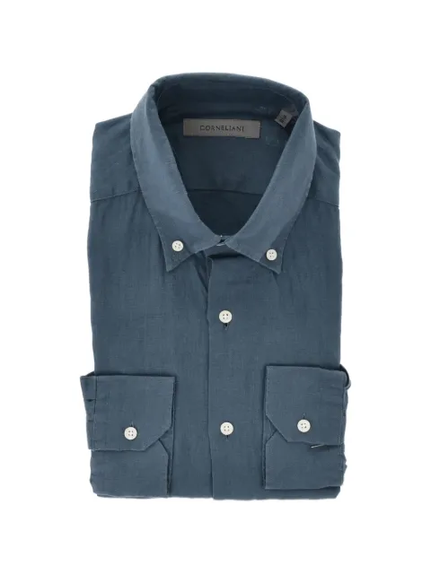 Corneliani button-down linen shirt Blue 91P08N3120254