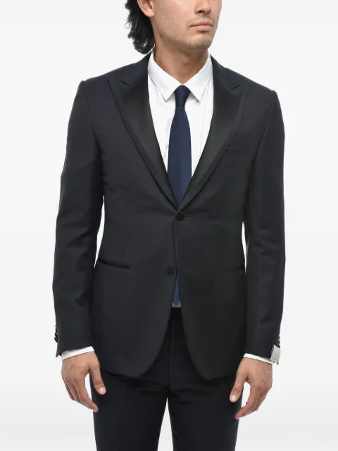 Corneliani satin peak-lapel wool suit Blue 8570790118236
