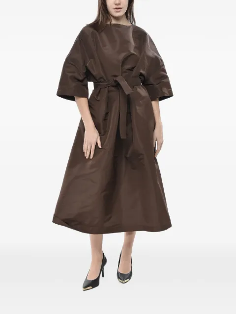 SUPER BLOND belted silk midi dress Brown DRESSTR24