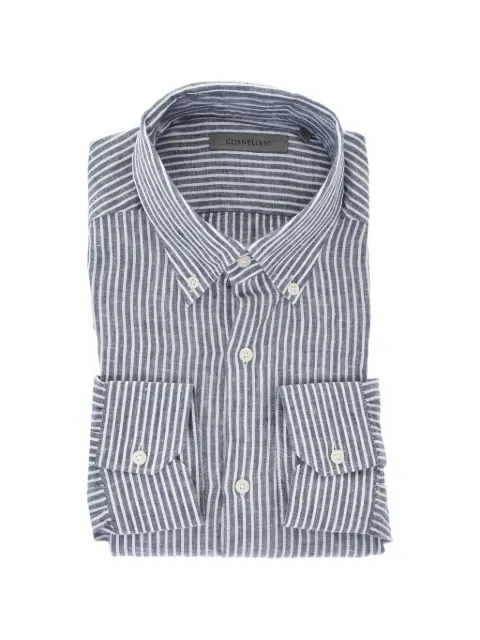 Corneliani striped button-down shirt Blue 91P08N3120255001