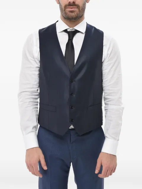 Corneliani Code satin-finish wool waistcoat Blue 93CT059398383001