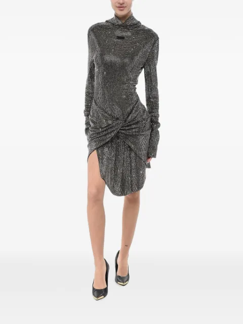 Off-White rhinestone-embellished Twist mini dress Silver OWDB522S24FAB0031010