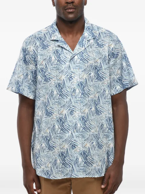 Corneliani botanical-print cuban-collar shirt White 91IX543161996001
