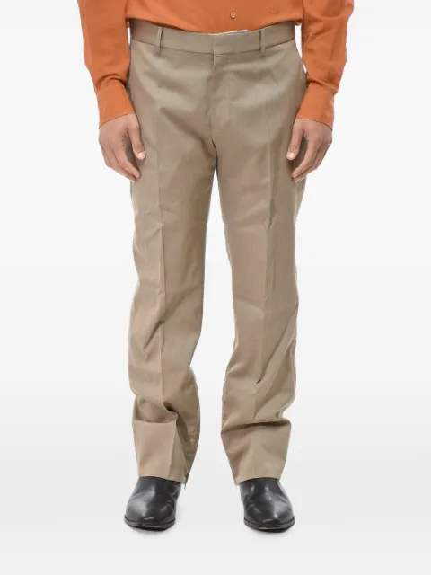 Off-White embroidered-logo wool trousers Neutrals OMCA248F23FAB0036161