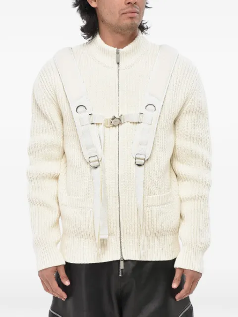 Off-White buckle-strap zip-up cardigan Neutrals OMHQ008F23KNI0010400