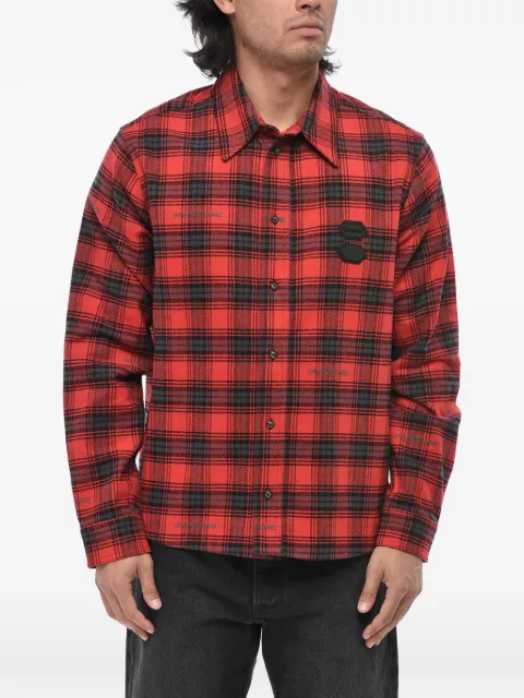 Off-White Stencil checked shirt Red OMGA133G20FAB0022510