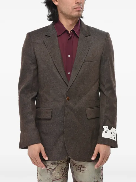 Off-White wool-twill blazer with flap pockets Brown OMEF062F20FAB0026000