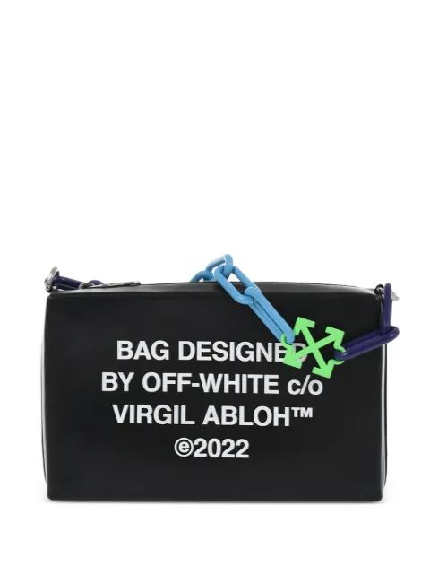 Off-White logo-print chain-link shoulder bag Black OWNM019F22LEA002100126
