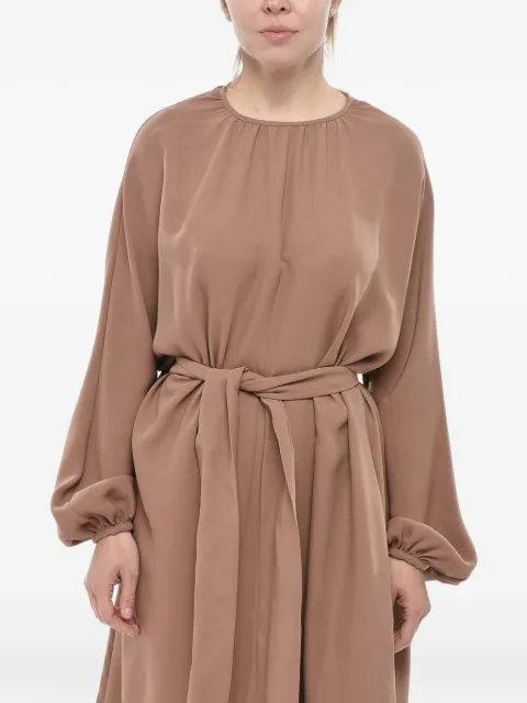 SUPER BLOND midi belted silk dress Brown COLLARDRESSJNUDE