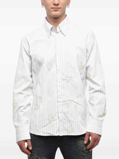 Off-White sequin-embroidered striped shirt White OMGA152R21FAB0030172