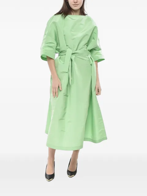 SUPER BLOND midi belted silk-organza kaftans Green DRESSTR20