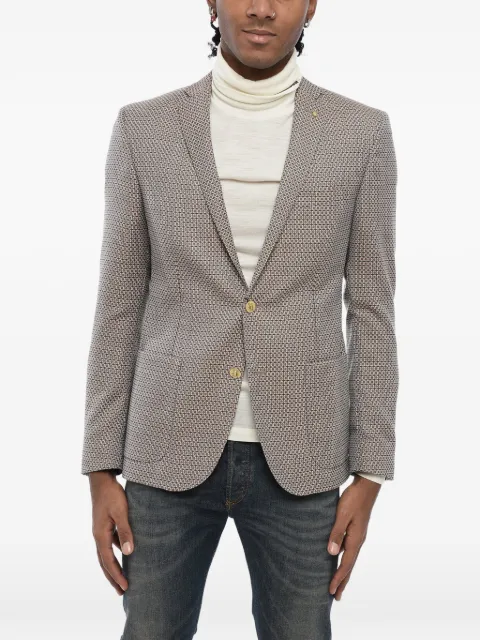 Corneliani geometric-pattern single-breasted blazer Brown 85XZ430166317033