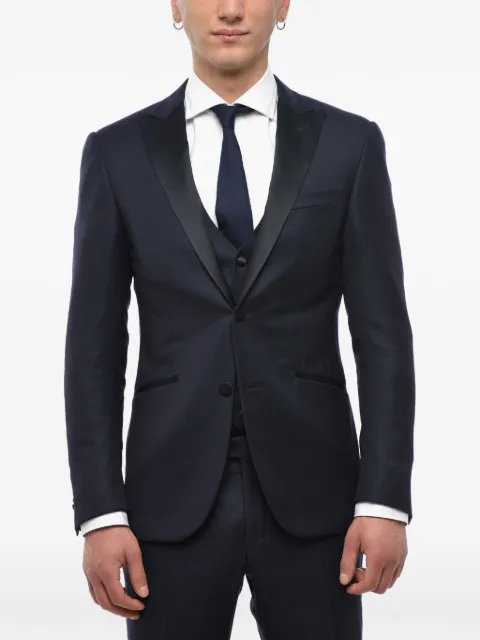 Corneliani jacquard satin-lapel suit Blue 8380849117106002