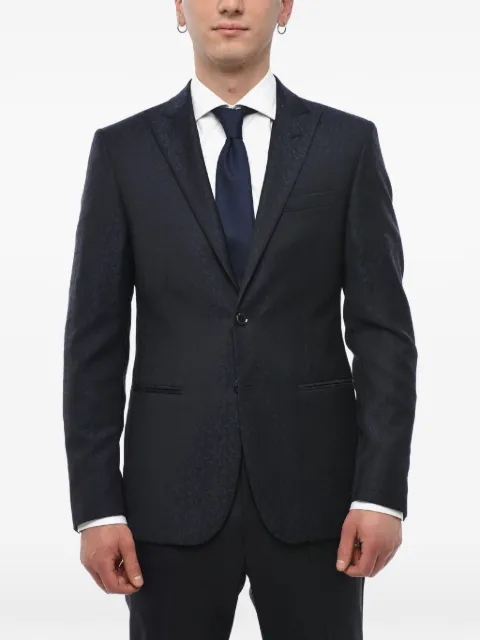 Corneliani damask-pattern peak-lapel blazer Blue 856Z729167112004